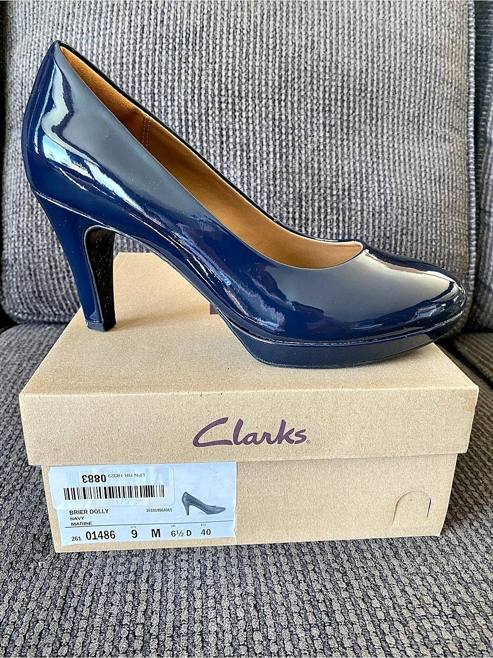 Clarks Brier Dolly Patent Platform Heels Blue US 9 M